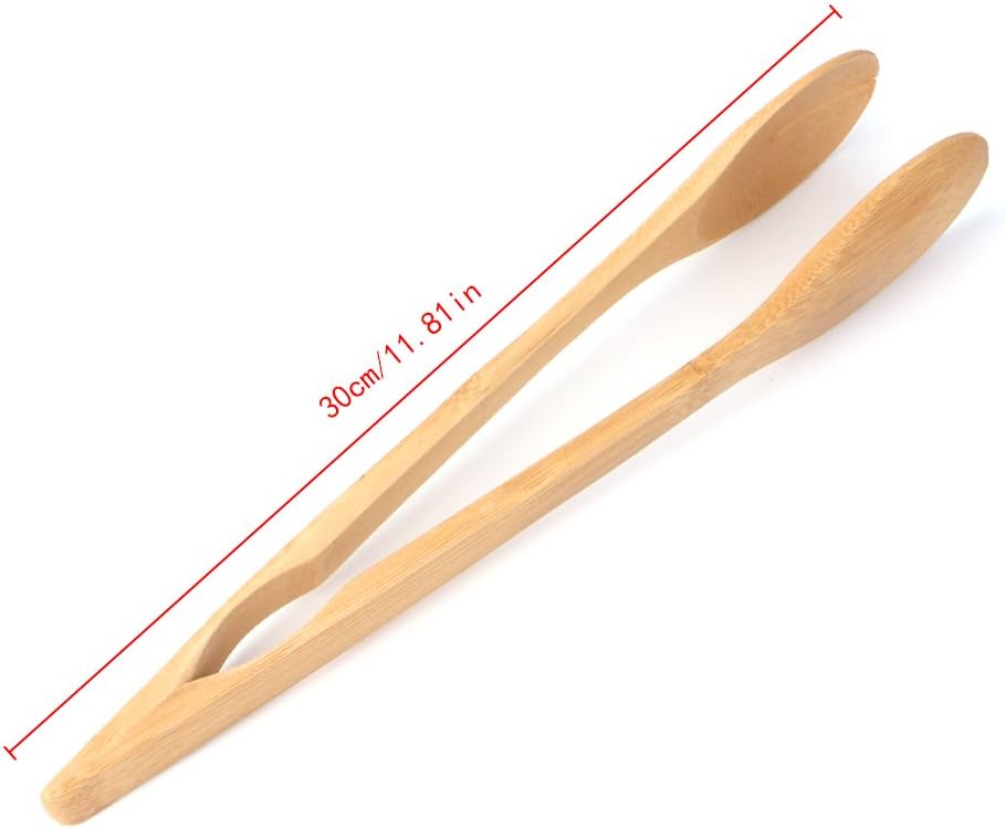 Milue Bamboo Wooden Food BBQ Salad Toast Tongs Cake Pastry Tea Clip Clamp Kitchen Tool