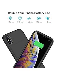 Xooparc   Funda de batería para iPhone X y XS (5200 mAh, batería recargable extendida, batería recargable), color rojo