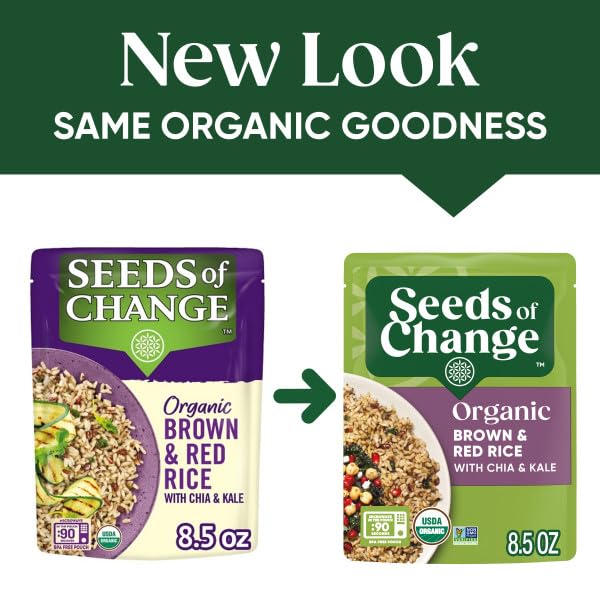 SEEDS OF CHANGE ORGANIC BROWN & RED RICE WITH CHIA AND KALE, MICROWAVEABLE READY TO HEAT, 8.5 OUNCES