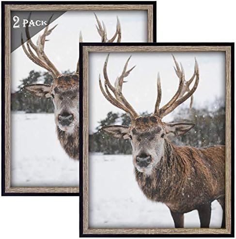 FrametoryPicture Frame Split Color Molding - Sawtooth Hanger for Wall Display - Vertical or Horizontal Display - Layered Look Design - Artwork, Prints (Black/Grey, 11x14 Frame, 2-Pack)