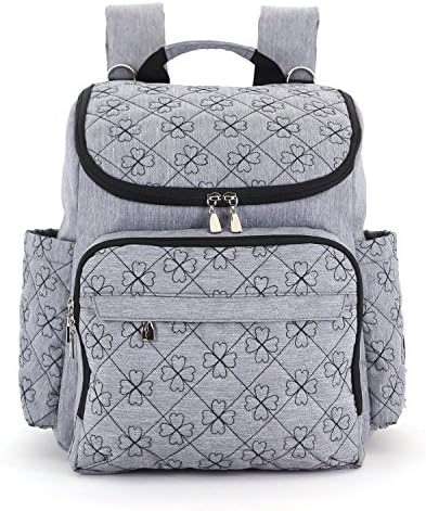 Multi-function Large Baby Diaper Bag Backpack W/Stroller Straps-Insulated Pockets-Changing Pad, Stylish & Durable with Anti-Water Material(Gray-156)