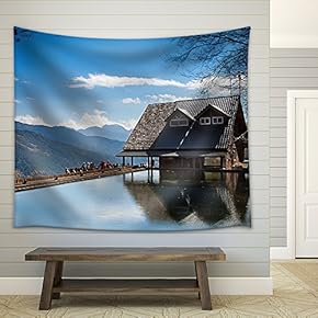 Snow Mountain Trailhead Huts, Taichung, Taiwan - Fabric Wall Tapestry Home Decor - 51x60 inches