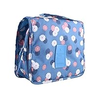 SOLEDI Clear Hanging Toiletry Kit Travel Bag Cosmetic Toiletry Carry Case (Flower in Sky Blue)