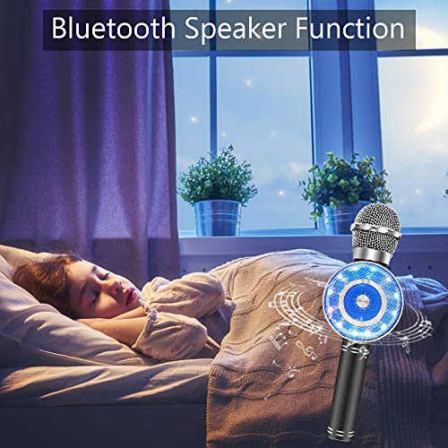 Wireless Karaoke Microphone, Handheld Bluetooth Microphone with Speaker and light Echo Mic Portable Karaoke Player for Kid Adult Girl Home Party Singing Birthday Gift, Compatible iPhone Android - Thumbnail 5