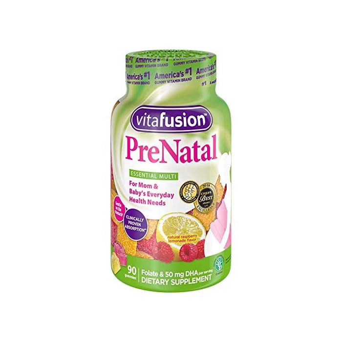 Vitafusion Pre Natal Gummy Vitamins Dietary Supplement, Lemon & Raspberry Lemonade Flavors 90 Each