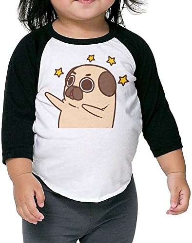 Toddler Cool Pug Life Dog Black Size 2 Toddler 100% Cotton 3/4 Sleeve Athletic Baseball Raglan T-Shirt