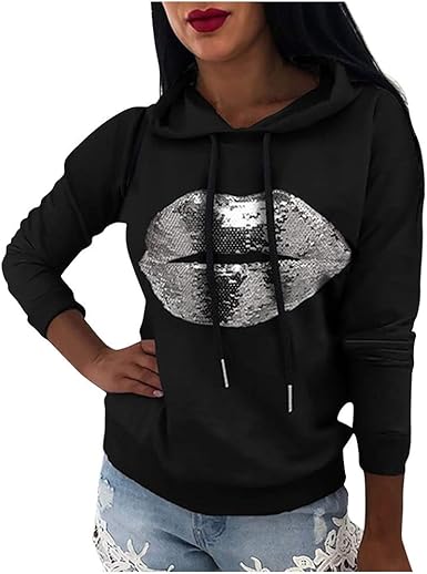 sequin lip sweatshirt