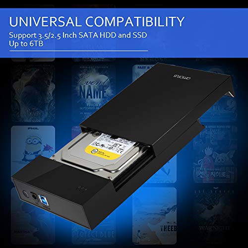 Amorus 2.5" USB 3.0 Hard Drive External Enclosure for 2.5inch /3.5inch 9.5mm 7mm Sandisk, WD Seagate Toshiba, Samsung, Hitachi SATA III, HDD, SSD 10TB, PS4,Tool Free UASP