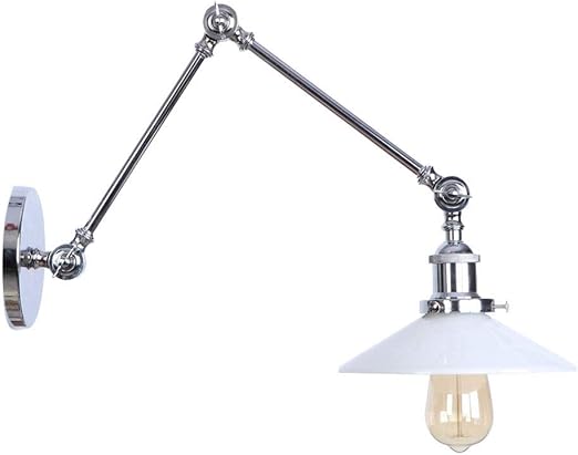 Ganeep Retro Faltbare Wandlampen Lange Schwinge Verstellbare Metall Schmiedeeisen Wandleuchten Weiss Glas Lampenschirm Teleskop Wandleuchten Nachttisch Color Chrome Amazon De Beleuchtung