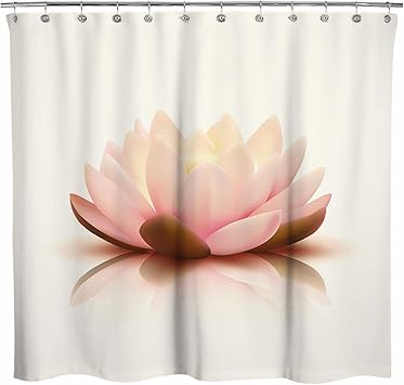 Sunlit Design Zen Stil Koi Pond Pink Lotus Blute Stoff Duschvorhang Spirituell Meditation Thema Badezimmer Dekoration Vorhange Mit Beige Hintergrund Amazon De Kuche Haushalt