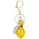 ARFUKA Keychain Lemon Pendant Keychain Rhinestone Crystal Keyring Car Key Chain Key Holder Handbag Purse Charm, Gift Ideas for Her and Him, Gift Exchange Ideas