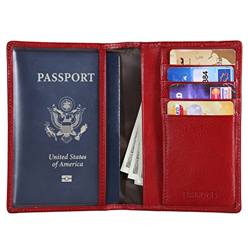 Banuce unisex vintage leather travel wallet passport holder id ca…