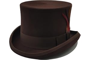 Willheoy Wool Top Hat for Men Satin Lined Topper Hat Black Mens Tall Tophat Christmas Costume Cap