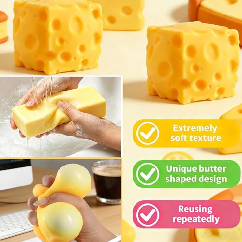 SLEEPHEAD®3-Pack Food Squishies Set - Slow Rising Squishy Toys, Cheese & Bread Butter Squishy, Sensory Stress Relief Squeeze Toys, Cute Desk Fidget Toy Gift