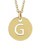 Sonia Jewels Solid 14k Yellow Gold Alphabet Initial Letter G Charm Pendant Chain Necklace Adjustable 16" to 18" (10mm)