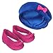 Sophia's 3 Piece Parisian Outfit with Striped Eiffel Tower Dress, Velour Beret Cap and Suede Ballet Flats for 18 Inch Dolls, Blue/Pink