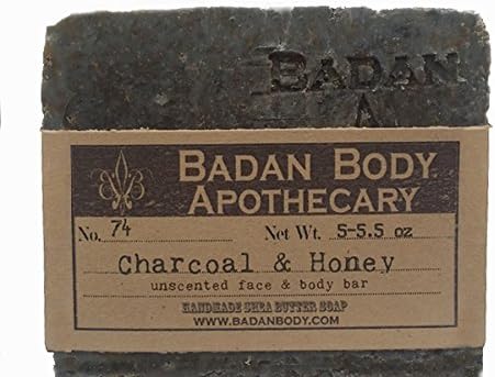 Organic Activated Charcoal Soap with Raw Honey, Unscented, Large Bar (6oz)