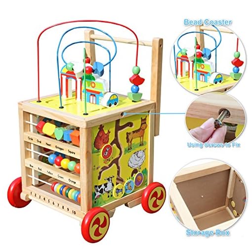 Timy Wooden Learning Bead Maze Cube 5 in 1 Activity Center Educational Toy - Image 3