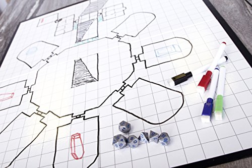 Forged Dice Co. Role Playing Dry Erase Game Board 26"x23" Foldable Vinyl Mat Alternative Square & Hex Pattern Compatible with RPG Games Dungeons and Dragons Pathfinder D&D DnD INCLUDES 4 Markers