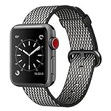 Uitee Smart Watch Band, Newest Woven Nylon Band for Apple Watch Series 42mm 3/2/1, Comfortably Light With Fabric-Like Feel Wrist Strap Replacement with Classic Buckle (New Black Check Woven Nylon)