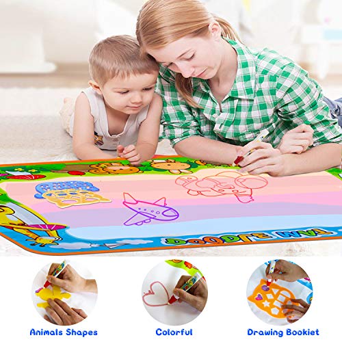 weird tails Water Doodle Mat for Kids - Animal Aqua Magic Drawing Toys - Coloring Painting Educational Writing Mats The Best Gift for Boys and Girls Age 2 3 4 5 6