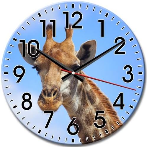 Arabic Numbers Easy Care Round Wall Clock Classic Silent Frameless Giraffe 10 Inch / 25 cm Diameter