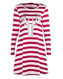 OUGES Women's Christmas Gift Stripe Elk Casual Dress