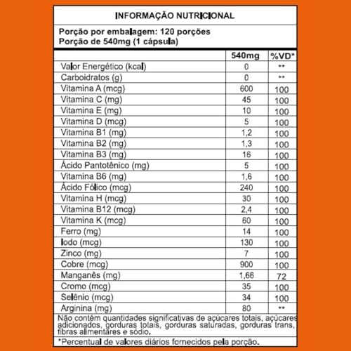 Multivitaminico homem 120 cápsulas polivitaminico Zuchetti nutrition vitamina az homem
