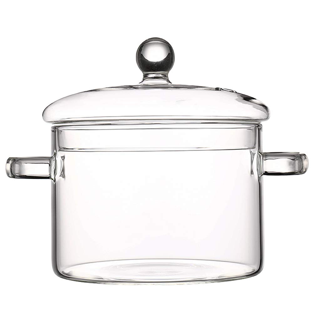 TAMUME 1.5L Glass Pot with 2 Handles, Braising Pan with Covered Lid