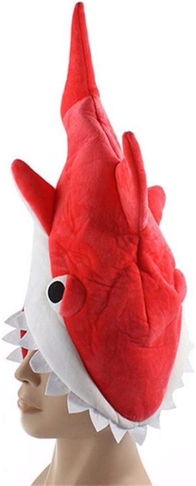 Plush Shark Hat Fun Christmas Holiday Party Creative Three-dimensional Eating Human Shark Carnival Party Costume Hat Blue Gray Red (Color : Red)