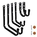 Heavy Duty Garage Hooks and Hangers Organizer - Wall Mount Garage Hanging Storage Utility Hooks for Ladders, Bike and Tools Black 6 Pack (Black Hook)