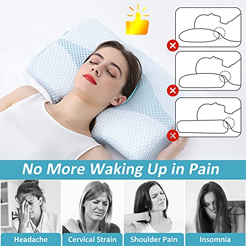 Mkicesky Memory Foam Neck Support Cervical Pillow, Side Sleeper Contour