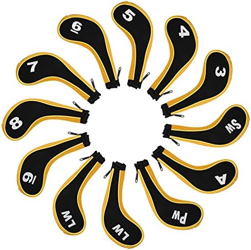 Neoprene Zipper Golf Club Iron Head Covers-set of 12 (yellow)