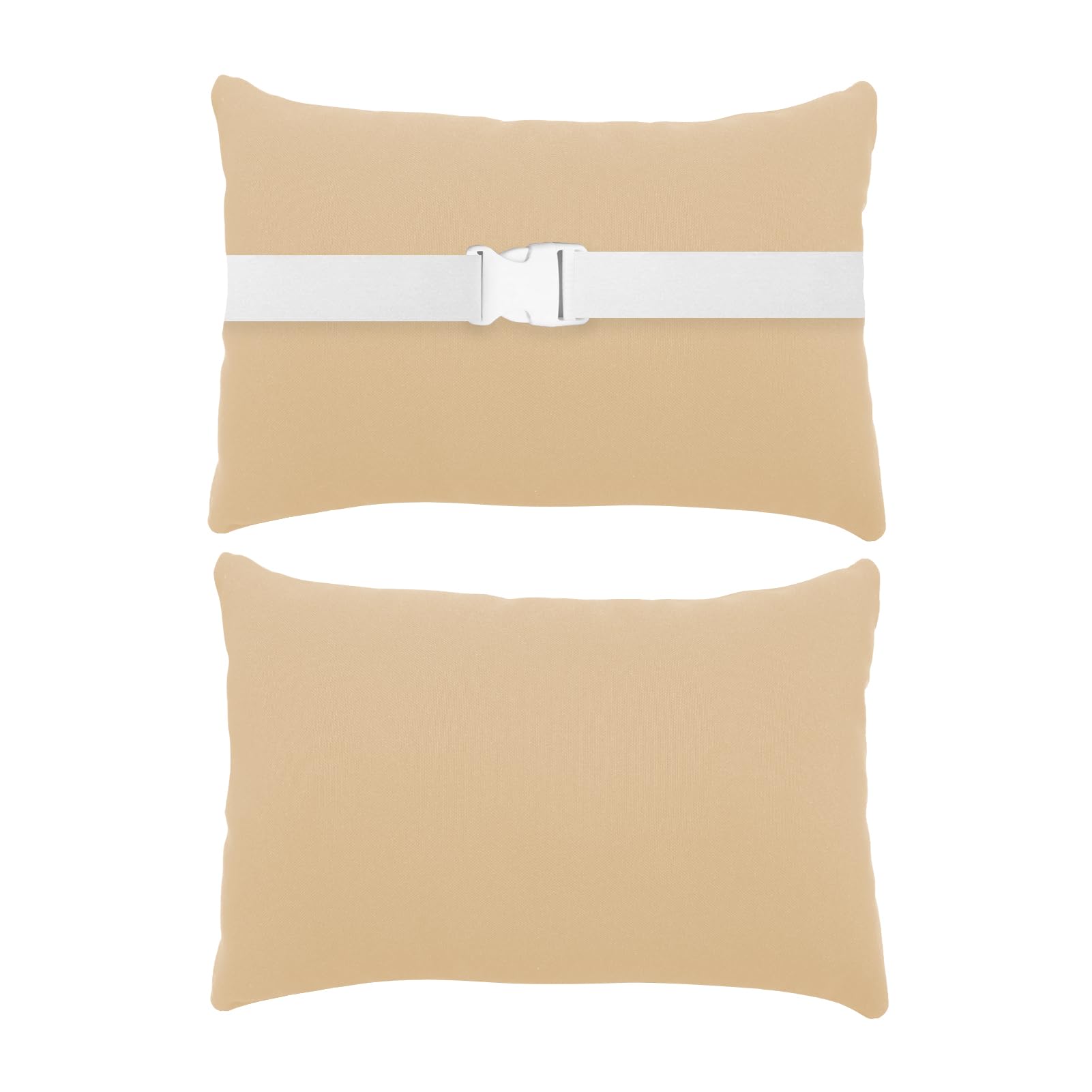 chaise lounge head resting pillows, waterproof head support pillow with insert adjustable elastic stripe for garden furniture decorative 2 pack, khaki