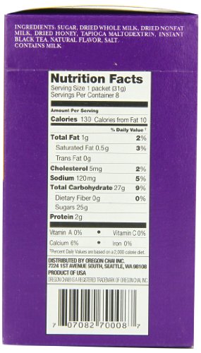 Oregon Chai Original Chai Tea Latte Powdered Mix, 8 Count Envelopes per Box, 1.1 oz each (31g) (Pack of 6), Powdered Spiced Black Tea Latte Mix For Home Use, Café, Food Service