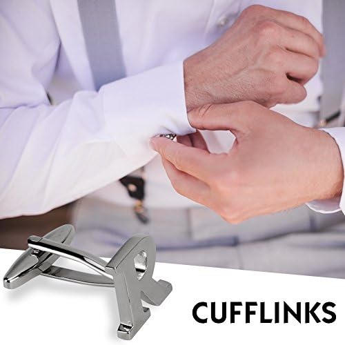 Rlihana Letter R Cufflinks, Shirt Classic French Shirt Cufflinks with Gift Box for Men 1 Pair