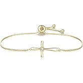 GAVU Slider Clasp 925 Sterling Silver Zirconia Cross Bracelet for Women, Dainty Sterling Silver Confirmation Bracelet