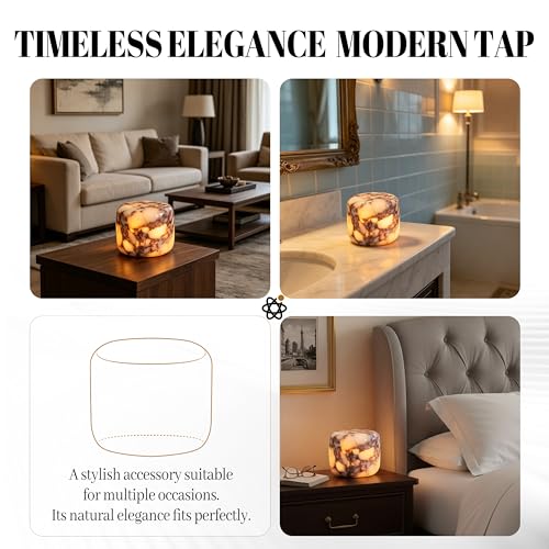 Marmor Marble Lamp Table Lamp Unique Stone Touch Lamp Pat Lamp Type-C 3 Way Bedside Lamp Ambient Light Bedroom Stands Night Light Decorative LED Warm Portable Lamp Rechargeable(Calacatta Purple)