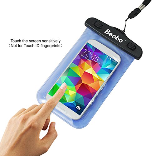 Becko Blue Waterproof Case Touch Responsive Front and Back, Universal Waterproof Wallet, Dry Bag, Pouch for 4.7" Cell Phone, IPhone 6, 5, 5s, 5c, 4, Samsung Galaxy S3, S4, LG G3, G2, HTC M8, M7, Gps, Mp3 Player and Digital Cameras. Perfect to Swimming, Su - Thumbnail 2