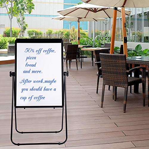 U-Stand Whiteboard - 40x28 inches Double Sided Magnetic Dry Erase Board, Portable Whiteboard/Flipchart Easel, Height Adjustable & 360 Degree Rotating w/ 1 Eraser, 6 Magnets and Paper Pads