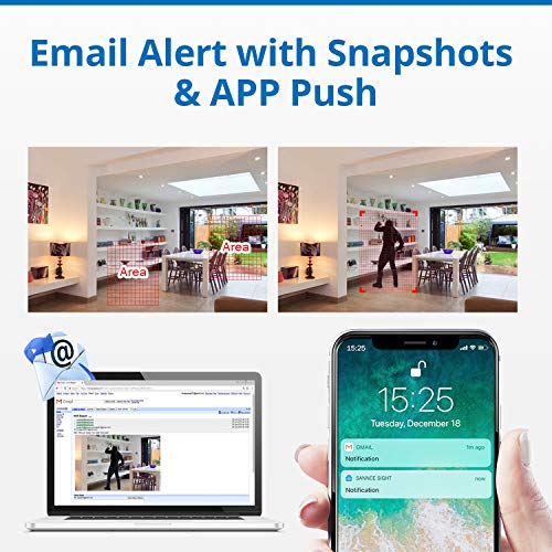 Expandable 5MP 8CH True POE Security Camera System 4x2MP Surveillance Indoor Outdoor Cameras,Built-in Microphone,100FT Night Vision for 7/24 Recording,H.264+ to Save Storage,1 TB Hard Drive Included