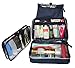Perfect Keeper Toiletry Bag with Detachable Clear Makeup Bag, Hanging Hook and 3-Piece Travel Silicone Bottles - 11'x7.5'x4'- Dark Blue & White Stripes