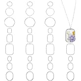 UNICRAFTALE 36pcs 3 Styles Rectangle Oval Round Frame Pendants 3 Sizes Open Back Bezel Pendants Epoxy Resin Geometric Hollow Charms for DIY UV Resin Pressed Flower Jewelry Making