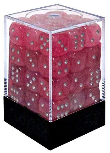 Chessex Dice d6 Sets: Ghostly Pink / Silver - 12mm Six Sided Die (36) Block of Dice