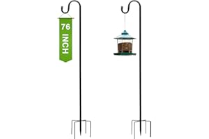 GENERIC ALNINEⅨ 48/60/76/92 Inch Shepherd Hook for Outdoor - Single Hook with 5 Leg Ground Base, Paint Spray Coated Plant Hanger for Bird Feeders, Flower Baskets & Lanterns (1, 76 inch)