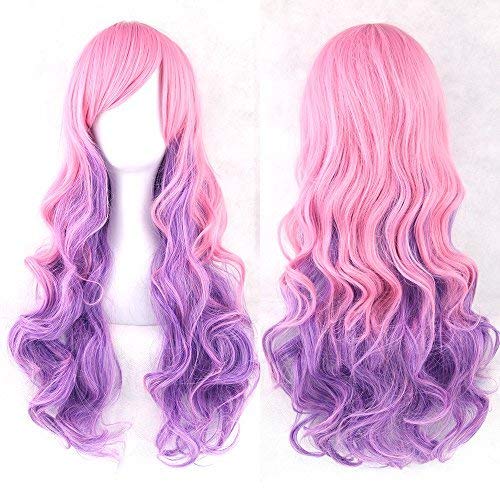 Curly Multi-Color Cosplay Wig/Lolita Long Curly Cosplay Wig Redlution Heat Resistant Spiral Costume Wigs/Anime Fashion Wavy Curly Cosplay Party 32" 80cm