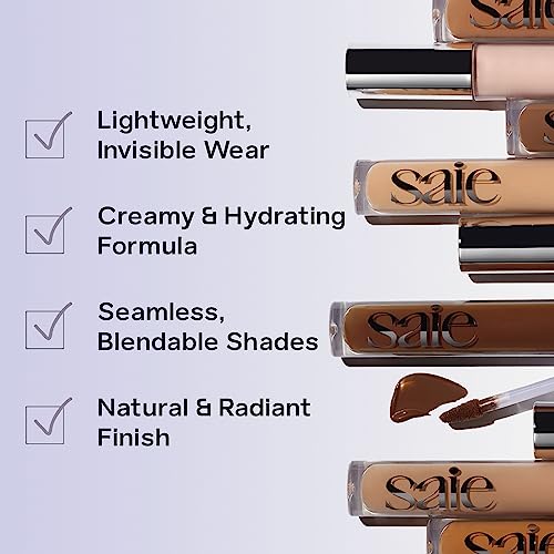 Saie Hydrabeam Under Eye Brightener - Sheer + Hydrating Concealer with Glycerin, Squalane + Cucumber Extract - Brightening Under Eye Concealer + Corrector for Even, Glowing Skin - Shade 0.5 (0.2 oz)