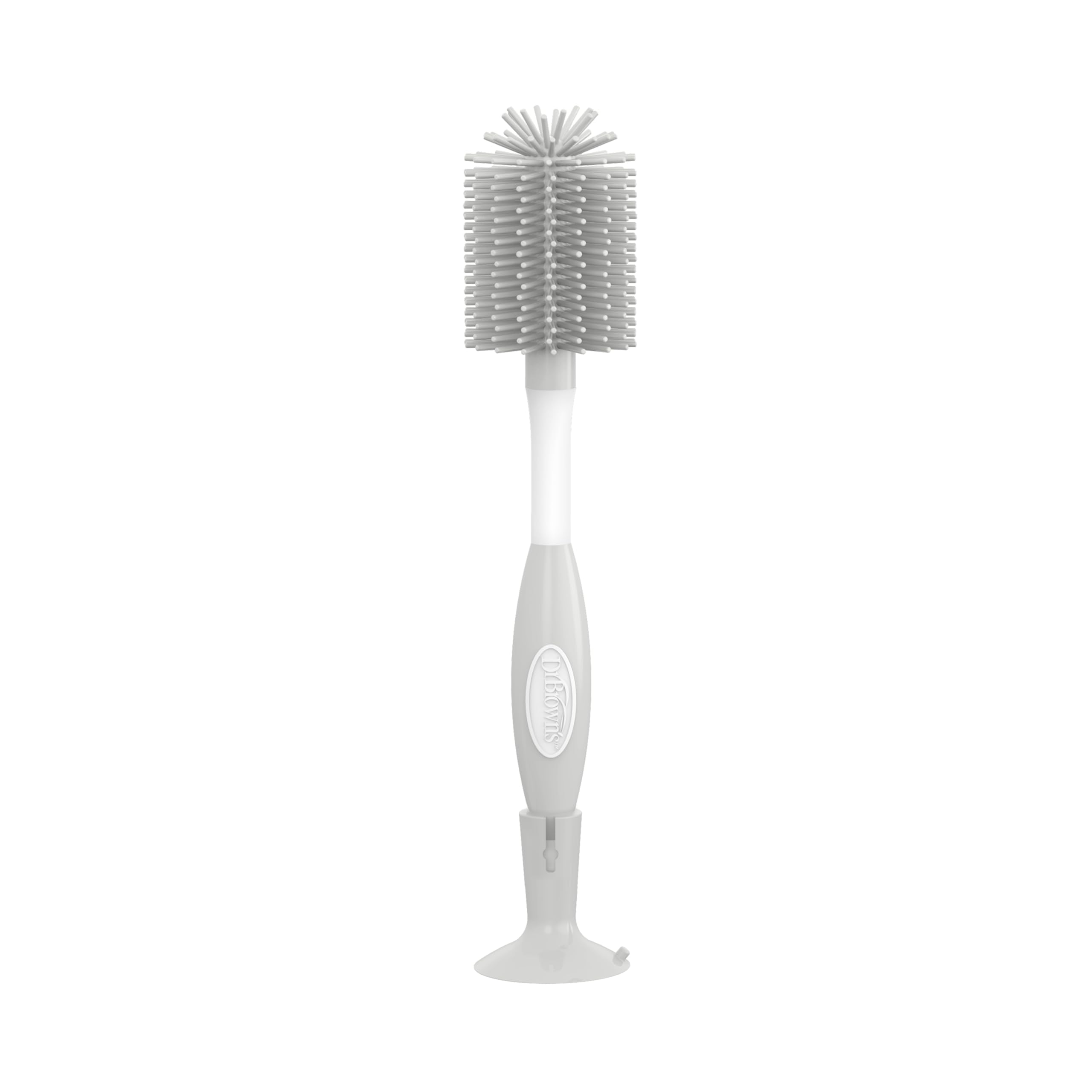 Dr. Brown's Soft Touch No Scratch Baby Bottle Cleaning Brush, Nipple Cleaner & Suction Cup Base for Easy Storage, BPA Free, Gray