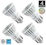 Hyperikon PAR16 Dimmable LED Bulb, 8W (50W equivalent), 540 lumen, 4000K (Daylight White), CRI90+, Flood Light Bulb, 40° Beam Angle, Medium Base (E26), Dimmable, UL-Listed - (Pack of 4)