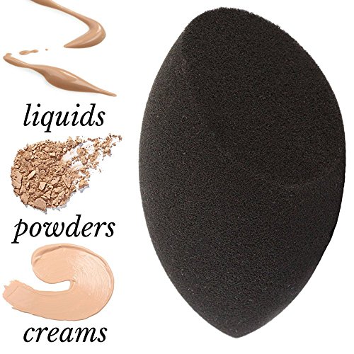 Pro Contour Makeup Sponge Blender: Black Foundation Sponge 1 pc - Latex Free Makeup Sponges for Stippling Foundation, Highlighting, Contouring with Liquid, Creams, Powder Cosmetics